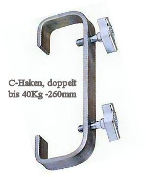C- Haken doppelt 260mm, 50mm Pipes